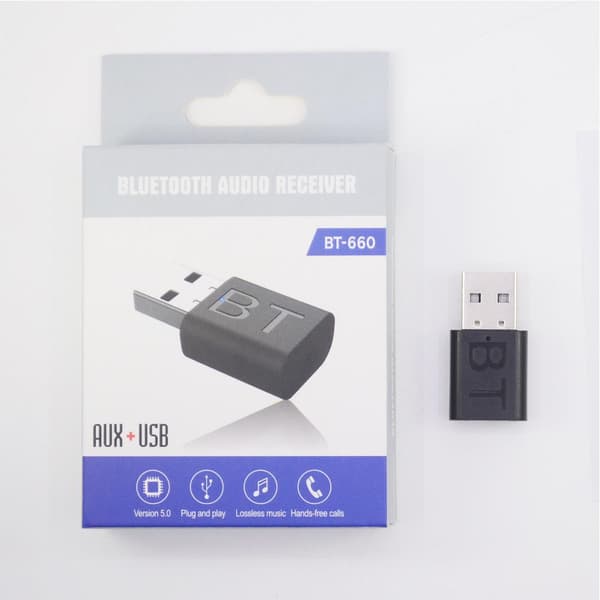 Generisk Bluetooth 5.0 Audio Receiver USB 3.5mm Adapter til AUX Bil, TV, PC, Højttaler, USB Bluetooth Adapter Audio Receiver Transmitter Bil Blueto