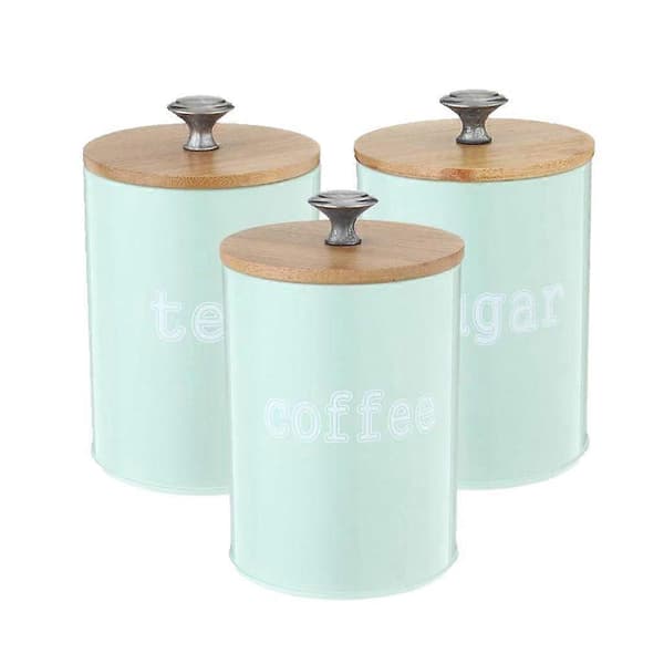 3-pack köksbehållare med lufttätt lock för matförvaring, förvara kaffe Green