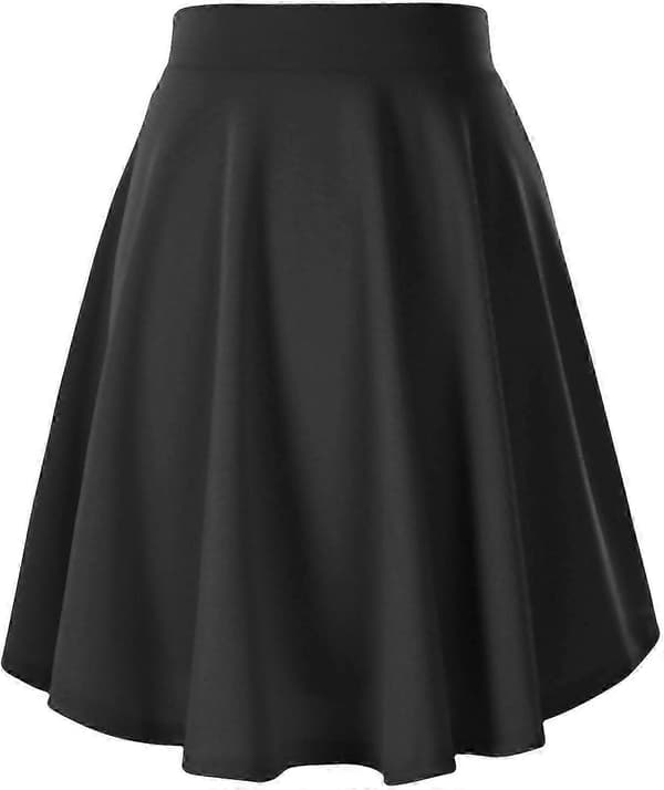 Basic allsidig elastisk avslappet mini skater-skjørt for kvinner black L