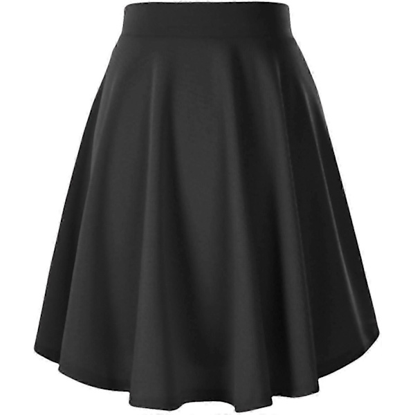 Dam Basic Mångsidig Stretchig Utsvängd Casual Mini Skaterkjol black L