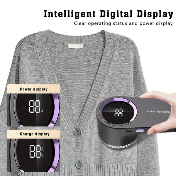 Kompakt fnugfjerner - fnugfjerner, husholdnings fnugfjerningsenhed Grå