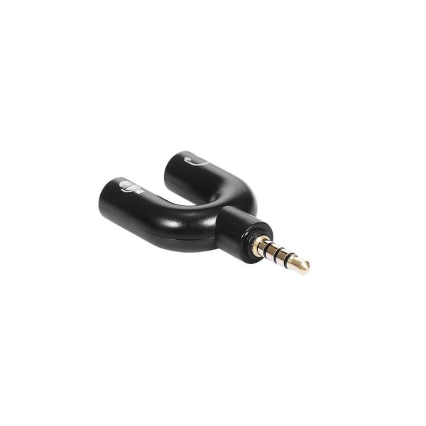 3,5 mm ljudadapter U-typ omvandlarmikrofon för mobiltelefon PC Laptop, svart,<=0,5 m
