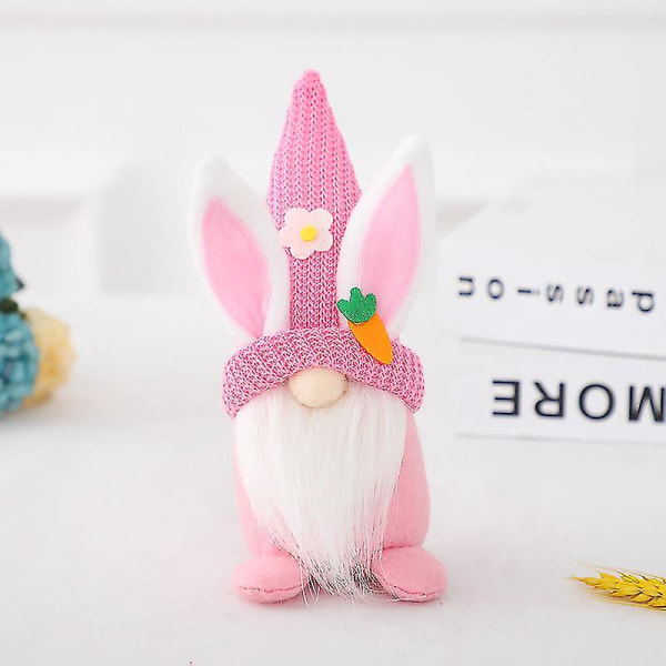 Ny påsk Ansiktslös Gnome Kanindocka Handgjord Återanvändbar heminredning Vårhängande kaninprydnader Barngåvor 18cm pink