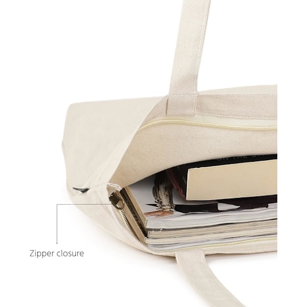 EcoRight 100% Økologisk Canvas Tote Bag med Lynlås, Miljøvenlige Små Tote Bags til Kvinder til Rejser, Strand & Shopping Bloom