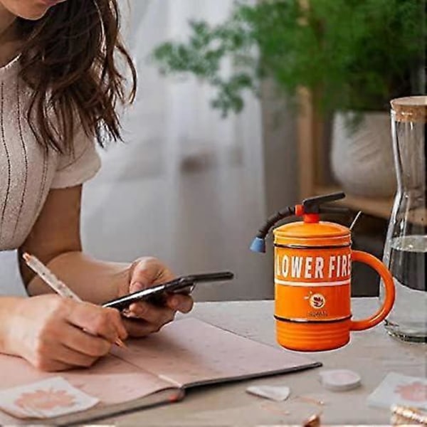480 ml Brandslukker Krus Kreativt Kaffekrus, Sjovt Kontorkrus, Sjov Gavekrus til Mænd Kvinder Kolleger Venner Fødselsdag (LGL) Orange