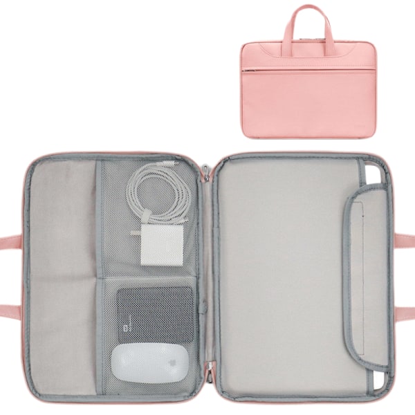 Laptopväska Laptop Axelväska, Multifunktionell Laptopväska med Rem för Microsoft Surface Pro 6/5/4/3 Macbook Air 11 12 (Rosa)