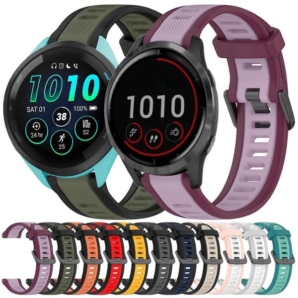 22 mm silikone urrem til Garmin Forerunner 255 Green Black