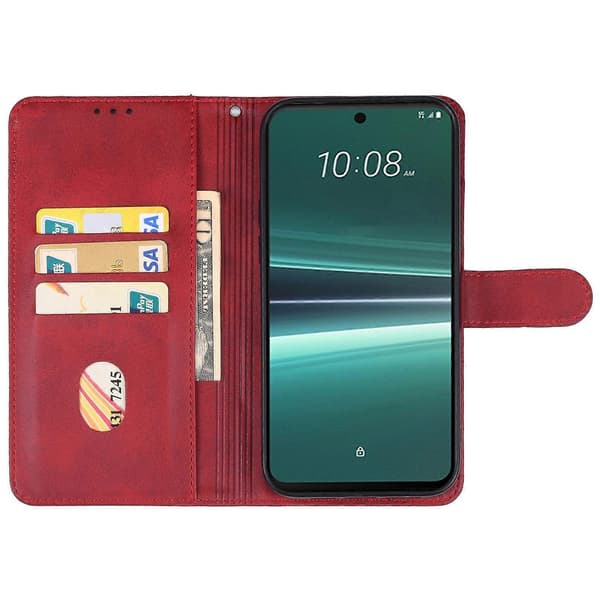 Läder Telefonfodral Kompatibelt med HTC U24 Pro Red