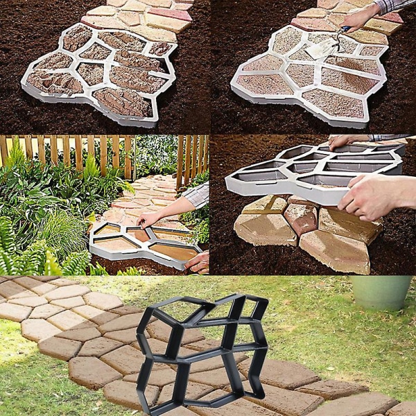 DIY Trädgård Plast Path Maker Mould Sten Walk Road Form Beläggning Stepping Stone E