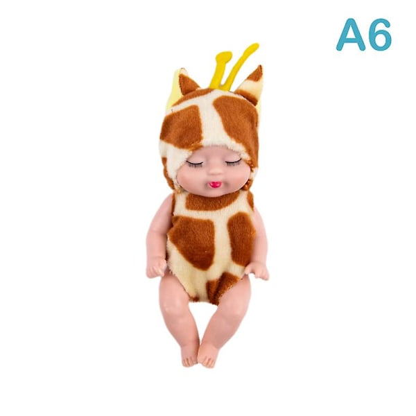 Söpö Eläin Vauvanukke 3,5 tuumaa Hirvi/mehiläinen/karhu Nukkuva Vauva Simuloitu Uudestisyntynyt Nukkelelu Brown A3