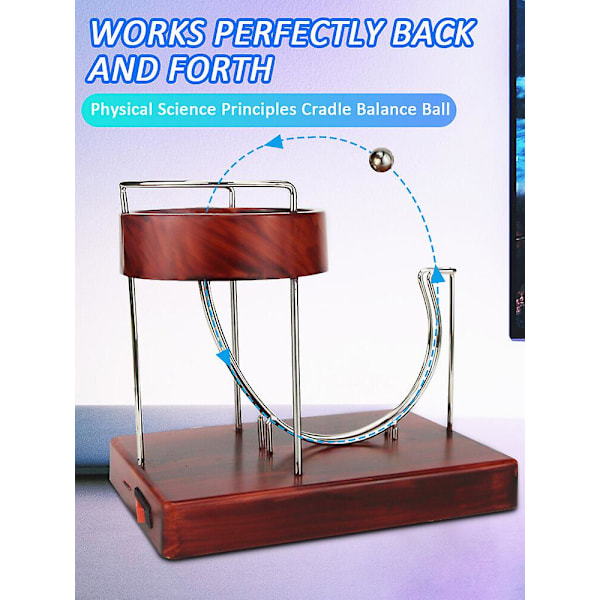 Perpetual Motion Machine: Kinetisk Konst Stress Relief Leksak med Motor - Trämönstrad Batteridriven
