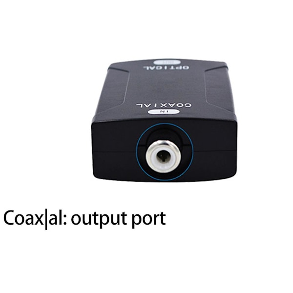Digital Koaxial RCA till Optisk TOSlink SPDIF Ljudkonverter Adapter Stödjer 5.1 och DTS S