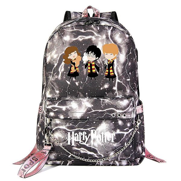 Harry Potter Rygsæk til Teenagere - Moderigtig Skoletaske til Drenge og Piger - Tegneseriedesign med Stor Kapacitet til Rejser - Studenter Casual 1