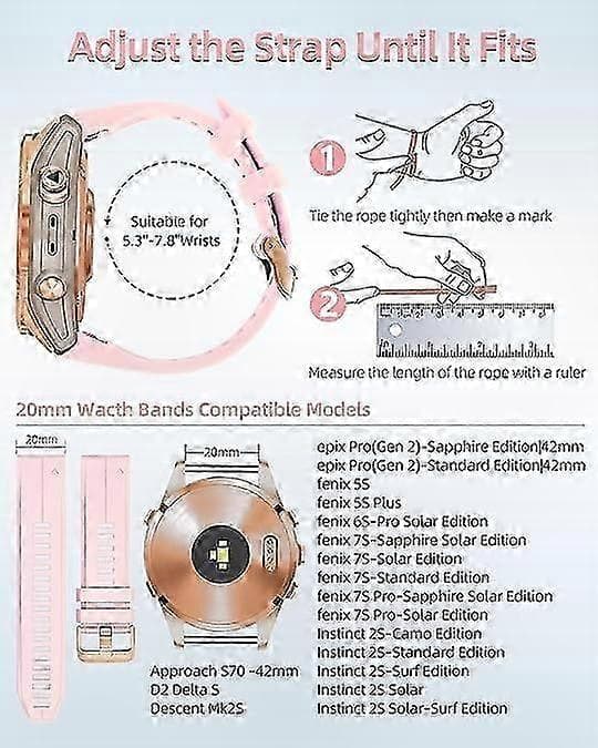 Garmin Fenix 6S/5S Rose Gold Spenne Hvit Silikonrem 20mm