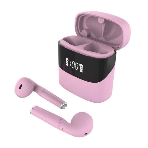 Trådlösa Bluetooth 5.0 In-Ear-hörlurar med mikrofonbrusreducerande IPX7 Vattentät (Rosa)