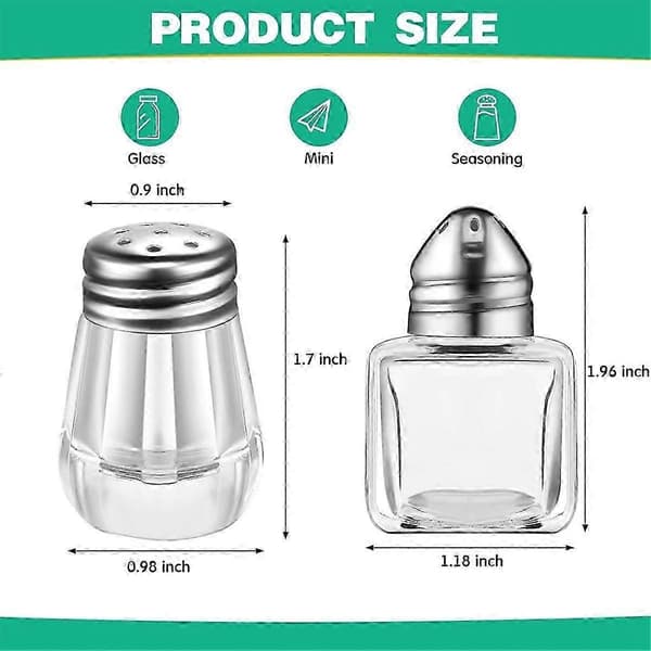 Mini Salt- og pepperstrøere, klare krydderstrøere, små krydderstrøere, transparente krydderstrøere Silver