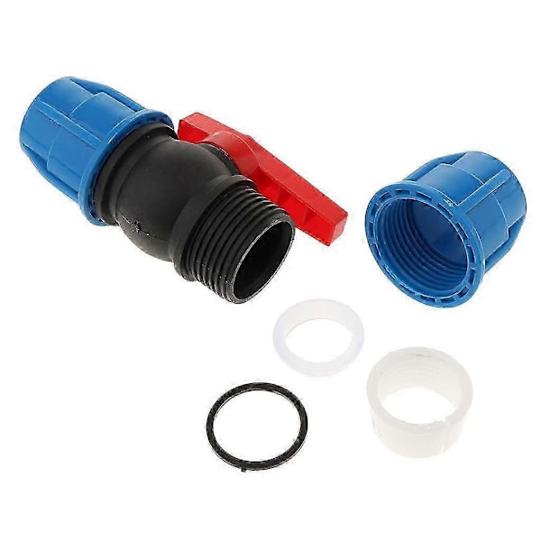Slangekuleventilkobling, 20 mm rett rør-adapterfitting i plast 40mm Plastic Core