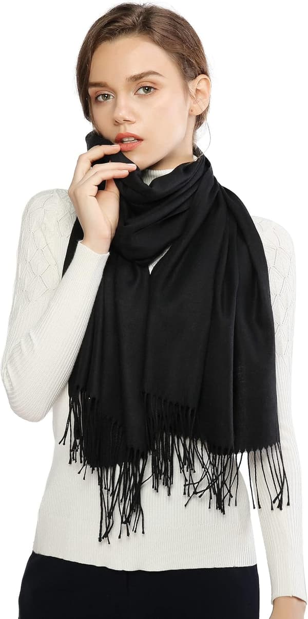 Skjerf til dame Pashmina sjal og omslag til bryllup Skjerf til dame Vinter Black