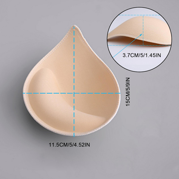 Pairs Rintaliivinsisäkkeet Push Up -tyyppiset Rintaliivinsisäkkeet Vaihto Rintaliivit nude One Size 3pcs