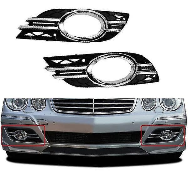 Bil Front Tåkelys Krom Trim Deksel Sett For - E-klasse W211 07-09 A2118851174 A2118851274 BlackSilver