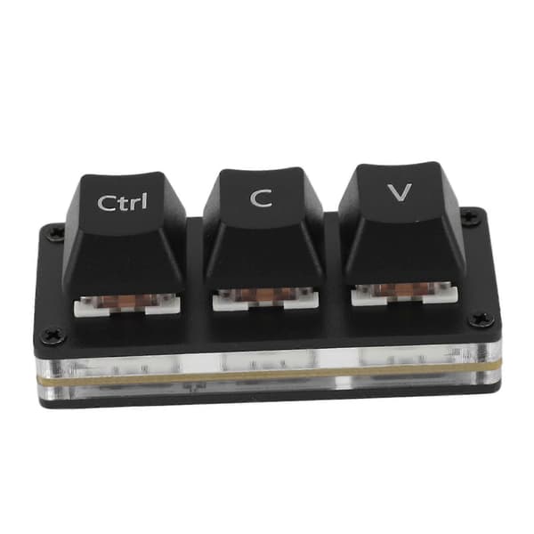 3 Tasters Mini Keypad Rød Switch Hot Swappable Farverig Baggrundsbelysning DIY Brugerdefinerbar Programmerbar USB Enhånds Keypad til Arbejde og Spil