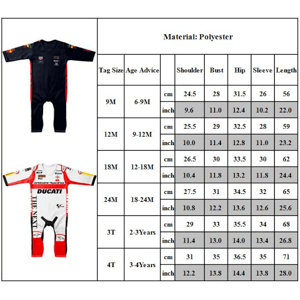 Barn Baby Nyfödd Spädbarn F1 Racing Team Racer Overall Romper Kläder B B 24M