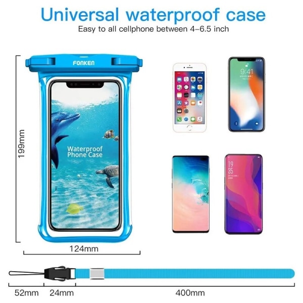 FONKEN Vattentätt phone case Mobiltelefon Coque Cover Swimming Dry Bag Underwater Case Vattentät väska till Iphone Samsung Xiaomi 1Pcs Green Case