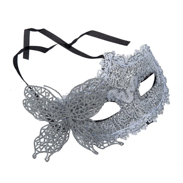 Festmask Sexiga spetsmasker Venetiansk maskerad Halloween Mascara Carnaval Cosplay Kvinnor Eye Masque Bar Nattklubb Maske Ball Face Silver