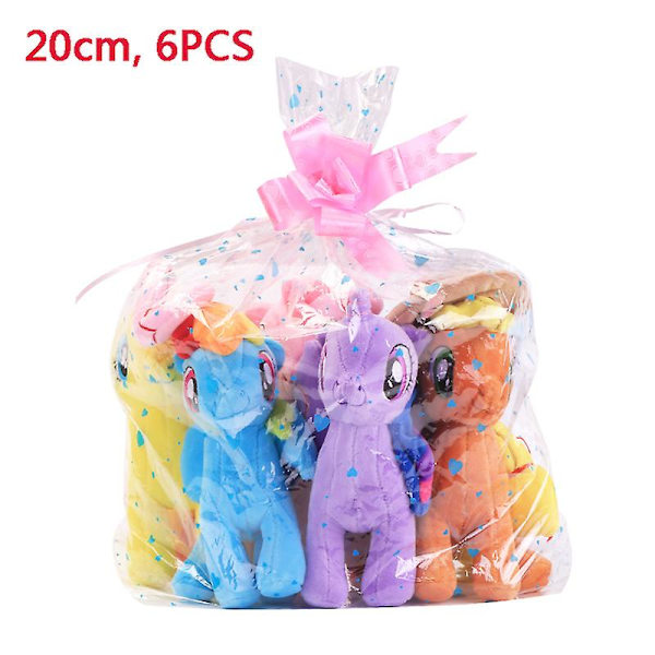6 st My Little Pony Twilight Sparkle Pinkie Pie Rainbow Dash Pony Leksak Plyschdocka Vänskap Är Magisk Gåva Till Flicka 20cm