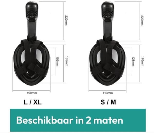 Snorkelmaske til voksne L/XL - Sort snorkelsæt