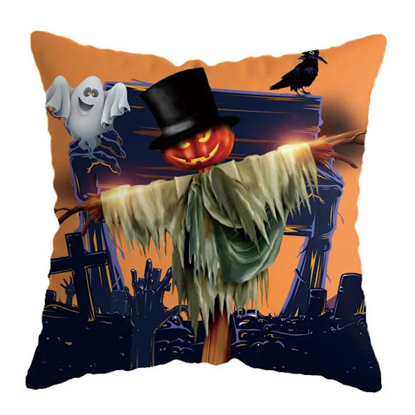 Halloween Kuddfodral Pumpa Fladdermus Trollkarl Spöke Dekor För Hemmet Örngott Ornament Läskig Halloweenfest Gåva (Inget Kuddinnehåll)