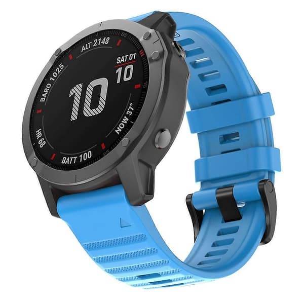 Til Garmin Fenix 6X 26mm silikonerem Sky Blue