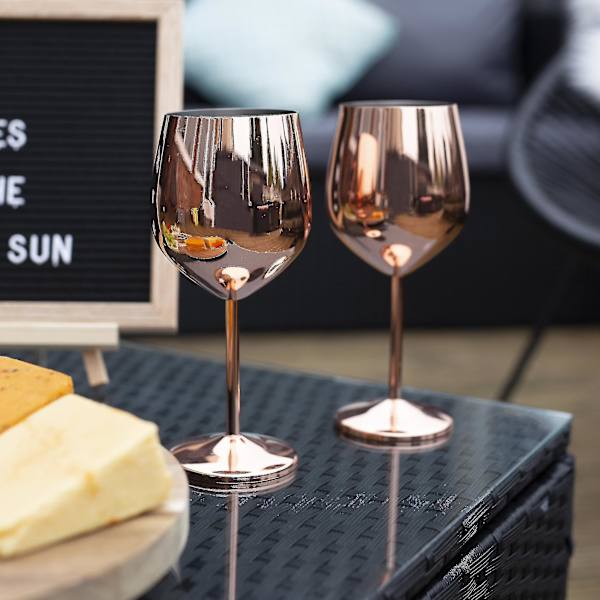 Vinglas med kopparfinish - Set om 2