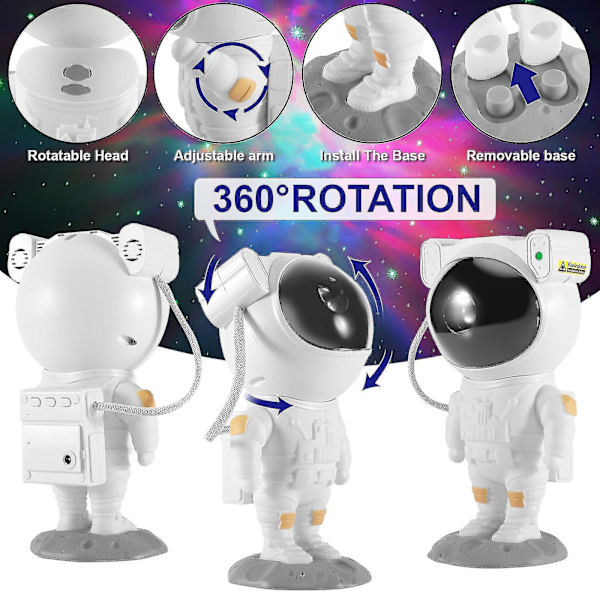Stjerneprojektor Galakse Nattlys Astronaut Stjerne Nebel Tak Led Lampe Med Fjernkontroll