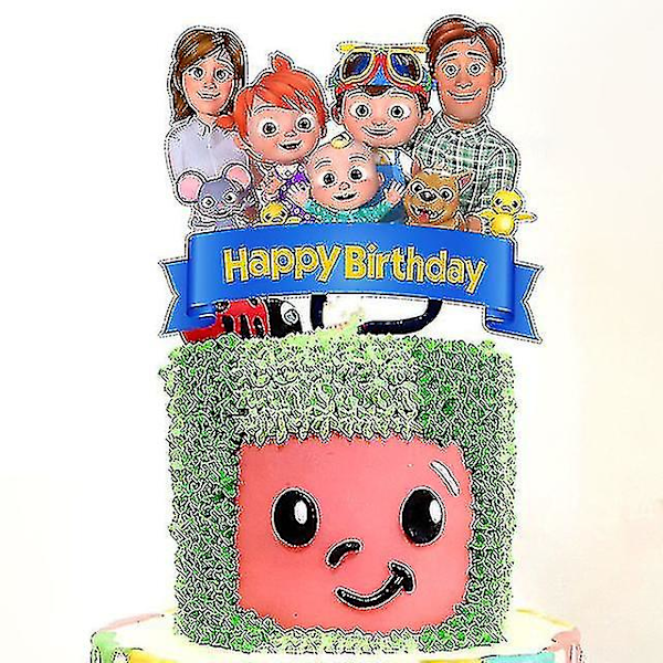 Coco Melon Tillykke med fødselsdagen kagepynt Sød tegneserie cupcake pynt til børn pigers fødselsdagsfest kagedekorationer babyshower