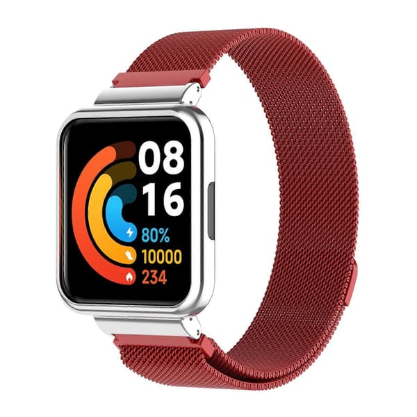 Metalliranneke ja kellokehys Xiaomi Redmi Watch 2 Lite -kellolle Red