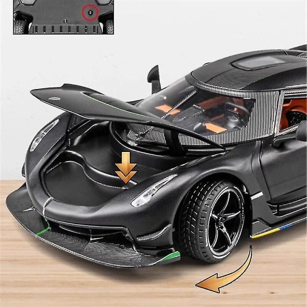 1:24 Koenigsegg Jesko Attack Legering Sportbil Modell Diecast Metal Racing Bil Modell Hög Simulering Ljud Och Lätt Barnleksak Gåva Ingen låda White