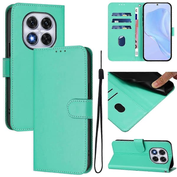 Ensfarvet PU-etui til Redmi Note 14 Pro 5G / 14 Pro+ 5G Green