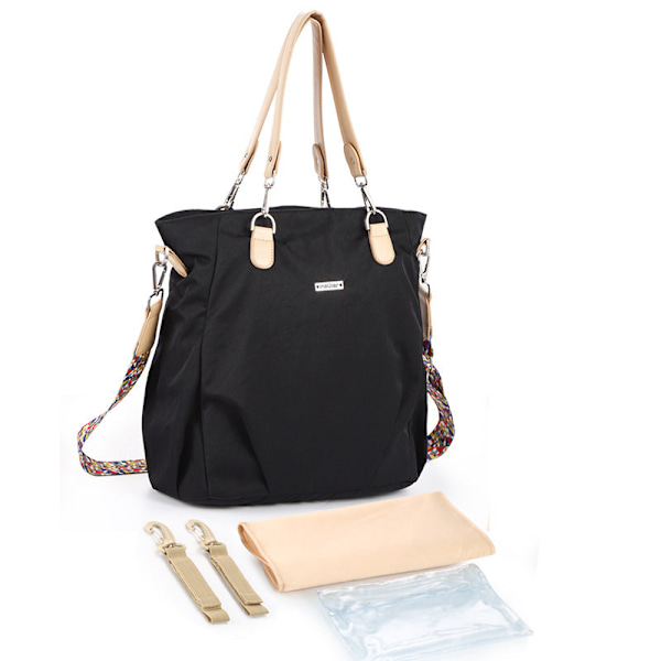 Pusletasker Maternity Taske Mode En Skulder Crossbody Vandtæt Nylon Stor Kapacitet Mica Sort Mica Black L