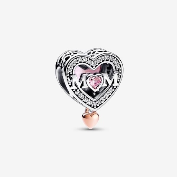 Tofarvet gennembrudt Mom & Heart Charm Flerfärgad