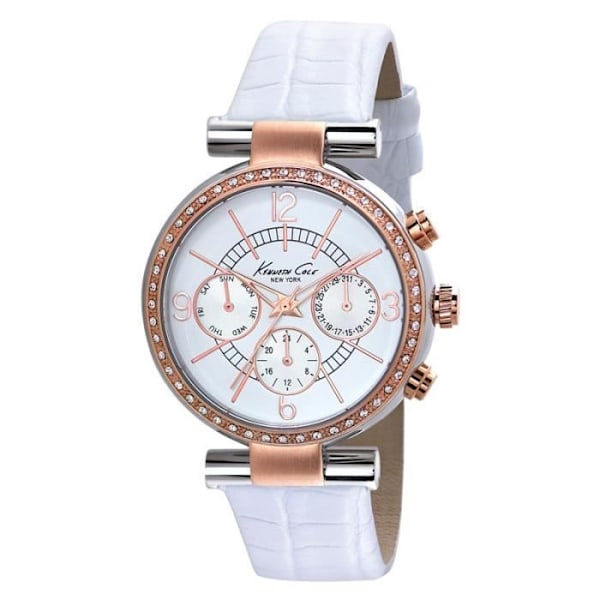 Dameur - KENNETH COLE - IKC2748 - Hvidt læder - 3 ATM vandtæt - Analog kvarts Vit, rosa, roséguld