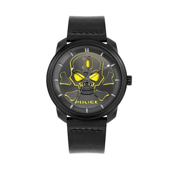 Analog Quartz Watch - Police - PL15714JSB.02 - Svart läder - Herr - Mineralglas Svart
