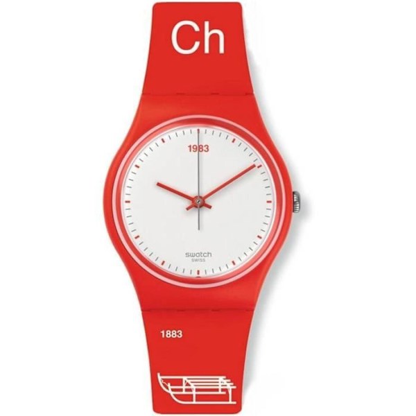 SWATCH SCHWIIZITUDE UNISEX 34MM SILIKONE REM RØD QUARTZ WATCH GR168