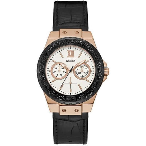 Klocka - Guess - W0775L9 - Läder Svart - Datumsvisare - Chic Dam Vit