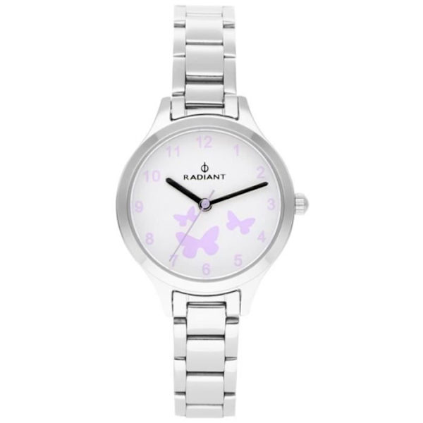 Barnklocka - RADIANT - FARFALLA RA507201 - Kvarts - Analog - Rostfritt stål Silver, Vit