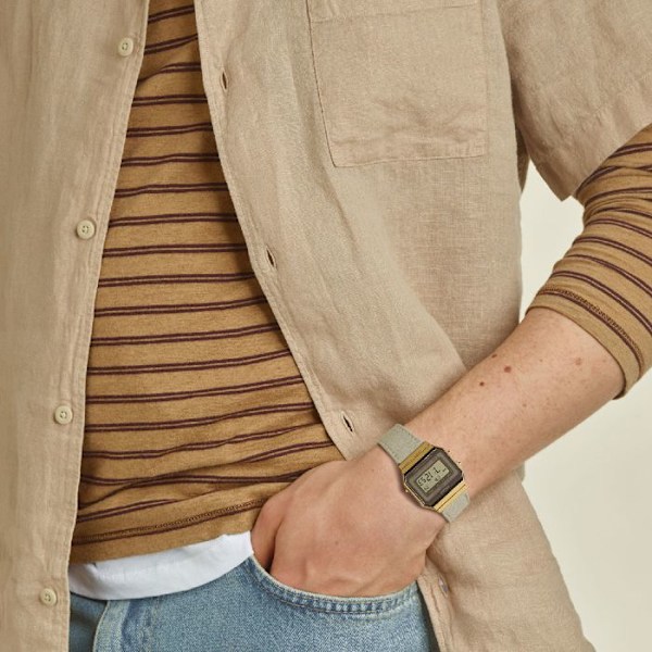 CASIO A700WEGL-7AEF unisexklocka - Quartz - Digital - Grå tygrem Grå