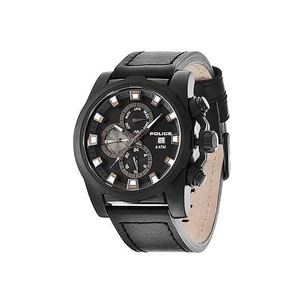 Ur - Police - SPEEDSTER - Multifunktion - Sort læder - 45 mm Svart