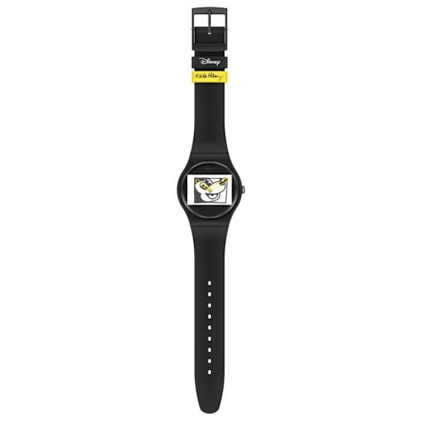 Swatch klocka MICKEY WHITE ON BLACK specialutgåva KEITH HARING 41mm - Quartz - Resin - Unisex vit svart