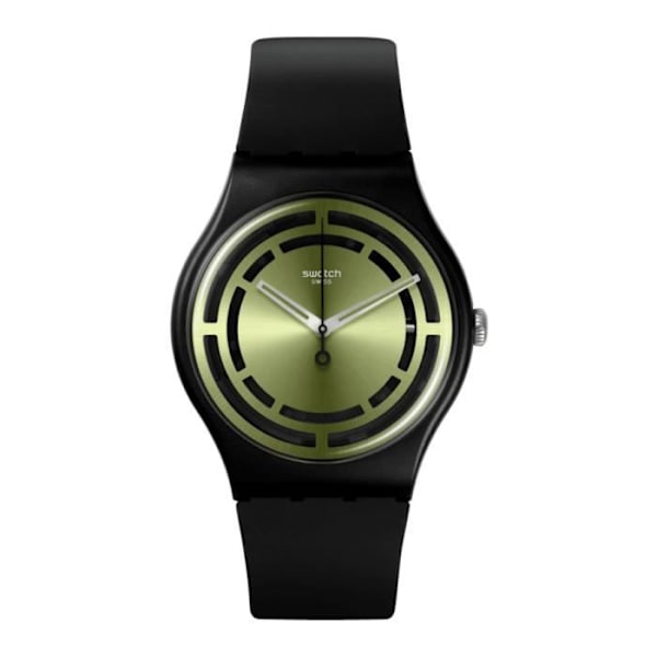 Ur - SWATCH - LEAFY LINE - 41mm - Sort - Silikone - Analog Svart, Grön