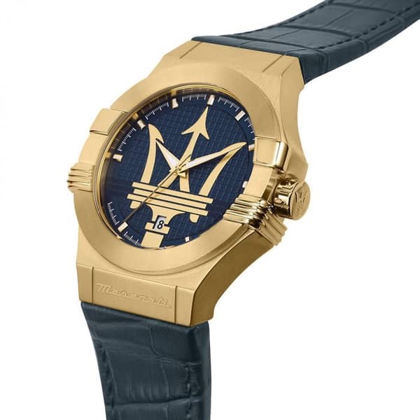 Herrklocka MASERATI POTENZA i Blått Läder Guld